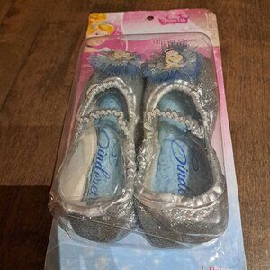 Cinderella Amscan slipper silver sequin costume play shoes kids size 7-11 New